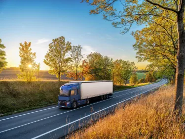 Model Year 2025: Renault Trucks T fitted with rear-view cameras (CMS: Camera Monitoring System, replacing wing mirrors) on a national road