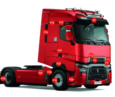 legend of the paintable parts of T High trucks